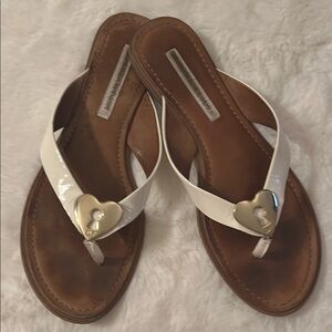 Diane Von Furstenberg White and Brown Sandals